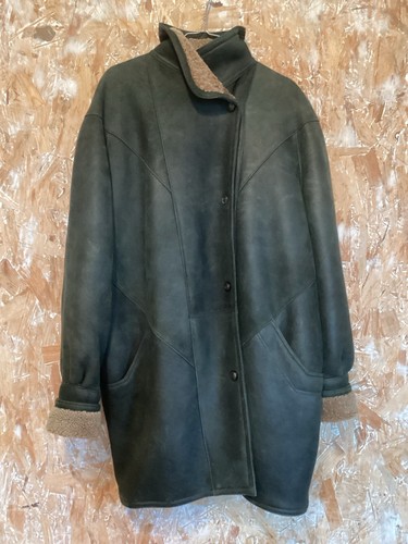 Manteau peau lainée verte - lainée,